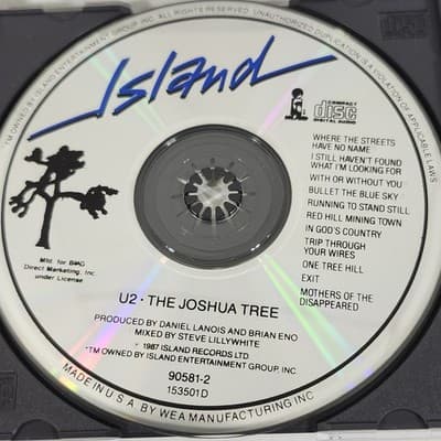 U2 The Joshua Tree Music CD 1987 Island Records - Thumbnail 2