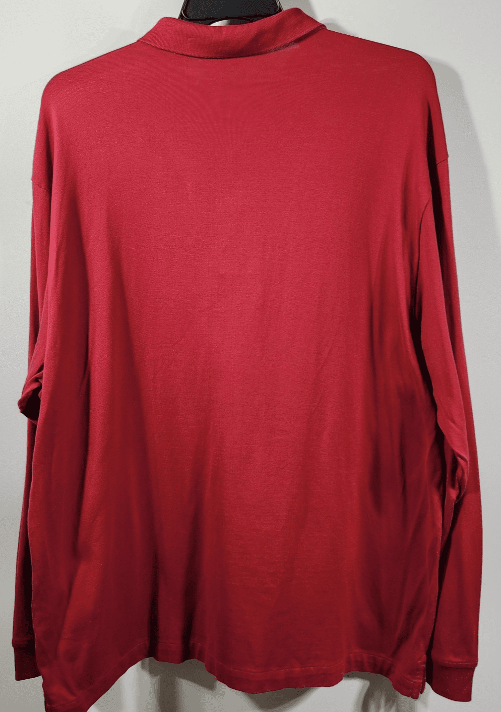 Turnbury Polo Shirt Men's XXL Red Long Sleeve Cotton Solid Classic Preppy - Thumbnail 4