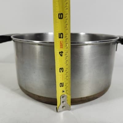 Revere Ware 4.5 Qt Quart Copper Bottom Sauce Pan Pot W/Lid Stainless - Thumbnail 6