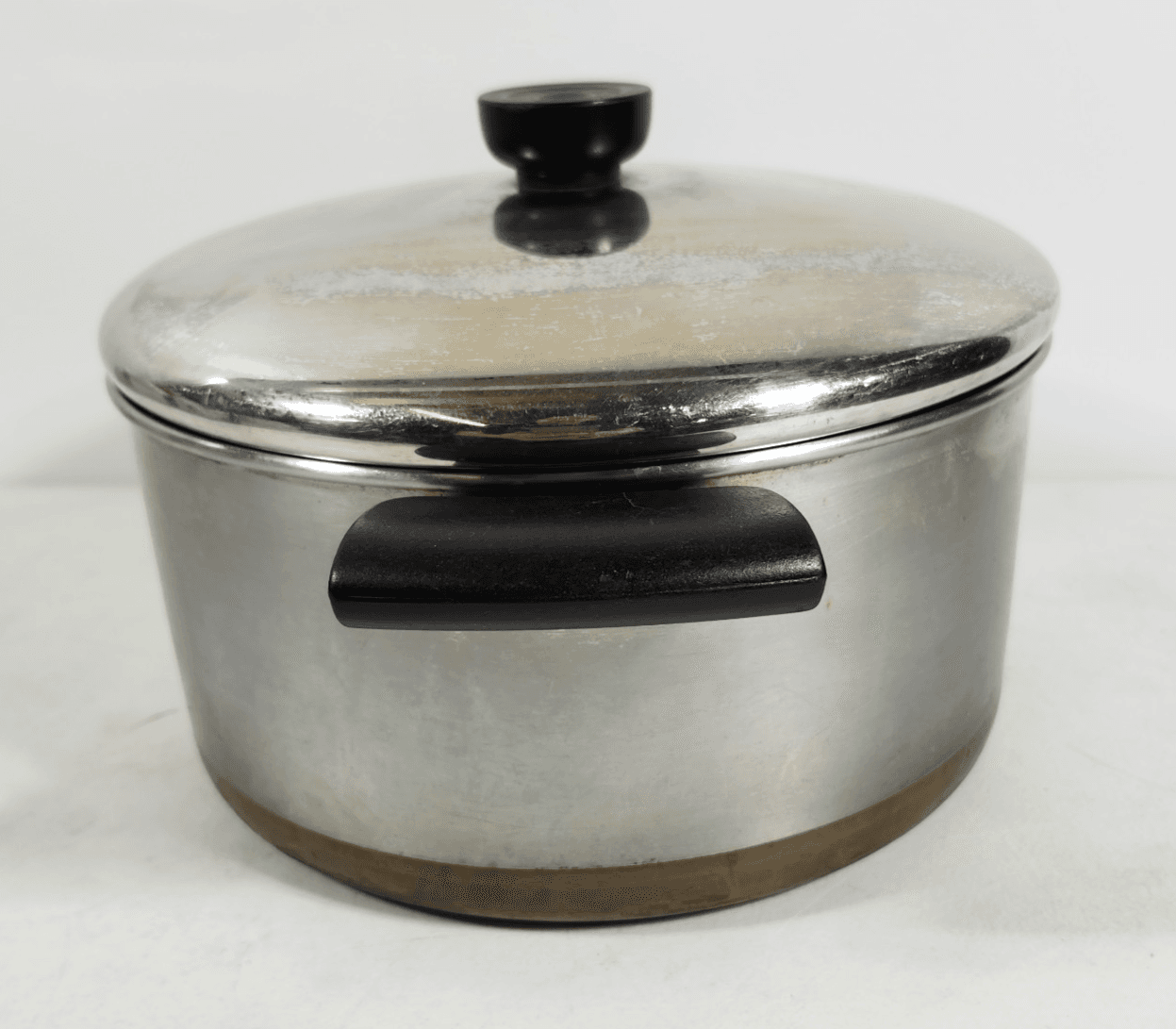 Revere Ware 4.5 Qt Quart Copper Bottom Sauce Pan Pot W/Lid Stainless - Thumbnail 2