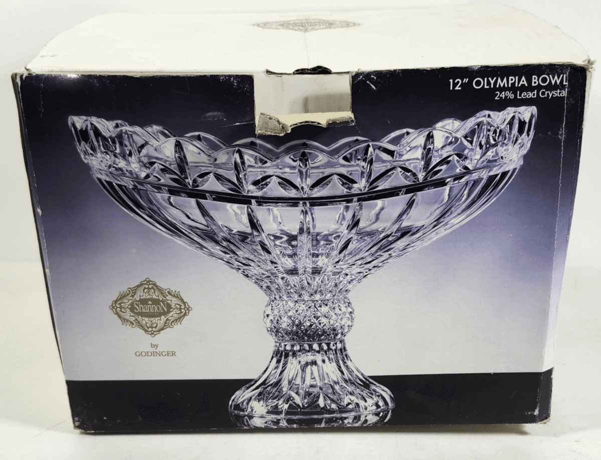 Vtg Godinger Olympia Leaded Crystal Pedestal Centerpiece Compote Bowl Holidays