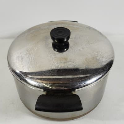 Revere Ware 4.5 Qt Quart Copper Bottom Sauce Pan Pot W/Lid Stainless - Thumbnail 9
