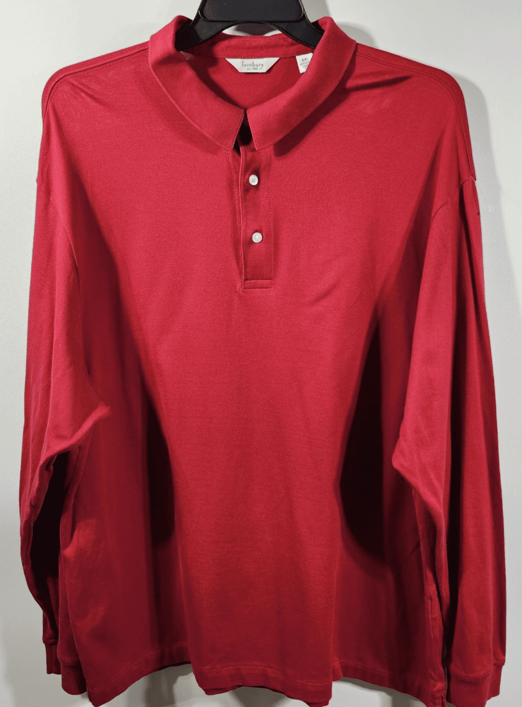 Turnbury Polo Shirt Men's XXL Red Long Sleeve Cotton Solid Classic Preppy