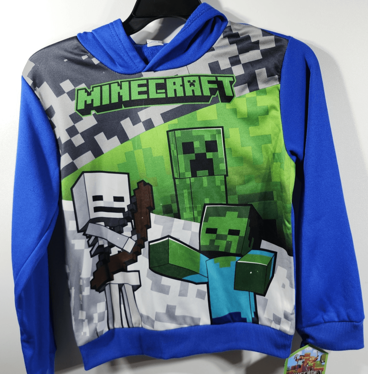 Minecraft Boy's Large Hoodie Blue Long Sleeve Pullover Hooded Sweatshirt NEW - Thumbnail 5