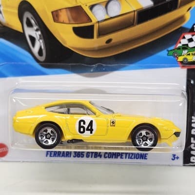 2025 Hot Wheels Ferrari 365 GTB4 Competizione Race Day Yellow Car 1/64 Toy NEW - Thumbnail 2