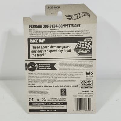 2025 Hot Wheels Ferrari 365 GTB4 Competizione Race Day Yellow Car 1/64 Toy NEW - Thumbnail 5