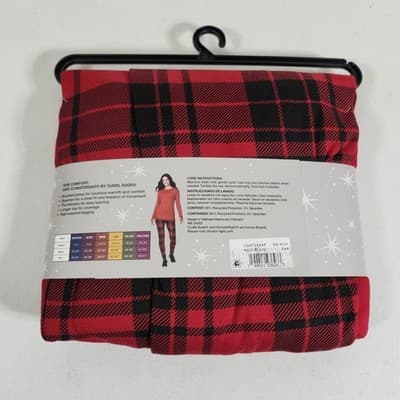 2-Piece ClimateRight by Cuddl Duds Women’s XS Base Layer Top Legging Red Black - Thumbnail 4