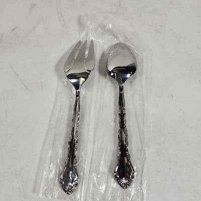 International Stainless GIGI Deluxe Stainless Serving Spoon Fork Utensils NEW - Thumbnail 4