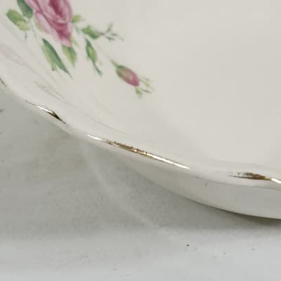 Johnson Brothers Old Chelsea Pink Roses Serving Bowl 1930s English Ironstone 8" - Thumbnail 8