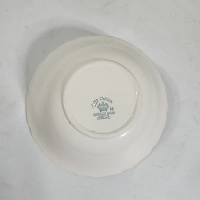 Johnson Brothers Old Chelsea Pink Roses Serving Bowl 1930s English Ironstone 8" - Thumbnail 11