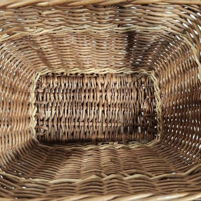 Vintage Wicker French Country Farm Market Basket Woven Cane Handle Rectangle - Thumbnail 9
