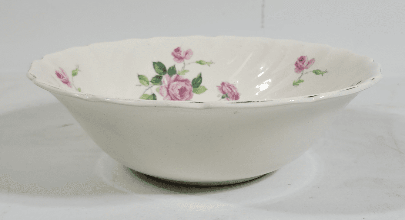 Johnson Brothers Old Chelsea Pink Roses Serving Bowl 1930s English Ironstone 8" - Thumbnail 4