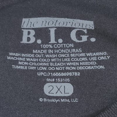 Biggie Smalls Life After Death Hip Hop Black Graphic T-Shirt Size 2XL NEW - Thumbnail 8