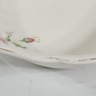 Johnson Brothers Old Chelsea Pink Roses Serving Bowl 1930s English Ironstone 8" - Thumbnail 9