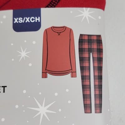 2-Piece ClimateRight by Cuddl Duds Women’s XS Base Layer Top Legging Red Black - Thumbnail 2