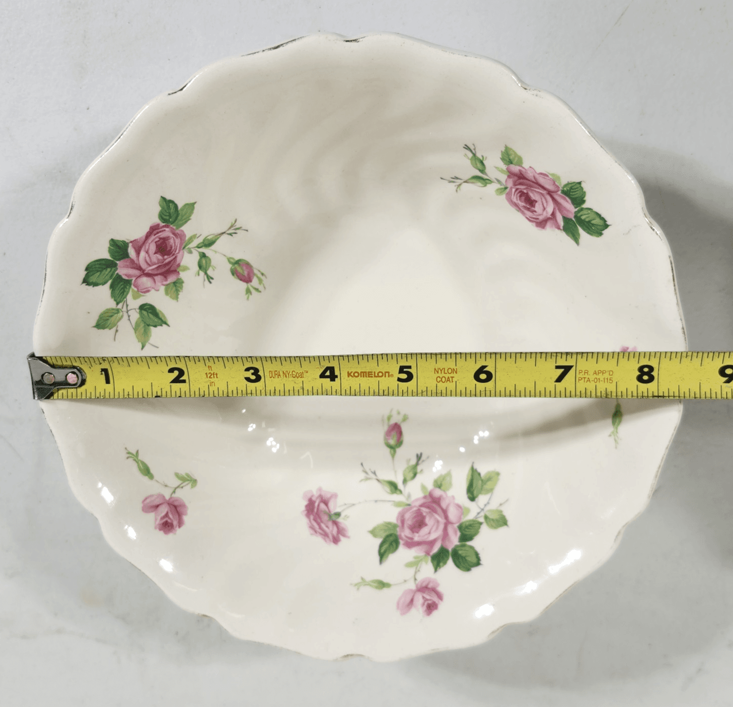 Johnson Brothers Old Chelsea Pink Roses Serving Bowl 1930s English Ironstone 8" - Thumbnail 3