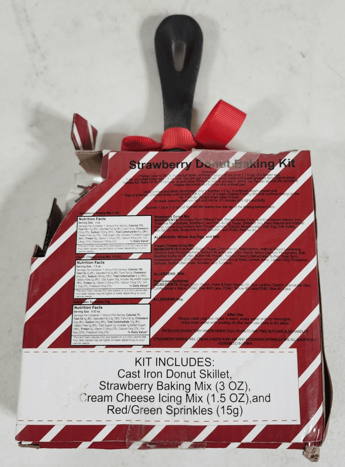 Donut Cast Iron Skillet Gift Set NEW Strawberry Donut Mix & Icing - Thumbnail 4
