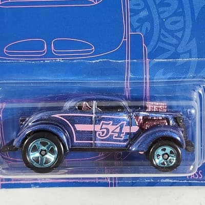 2021 Hot Wheels 54th Anniversary Blue and Pink Pass 'N Gasser Car 1/64 Toy NEW - Thumbnail 2