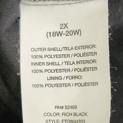 Free Tech Women's 2X (18-20) Black Soft Shell Hooded Jacket Full Zip W/Pockets - Thumbnail 9