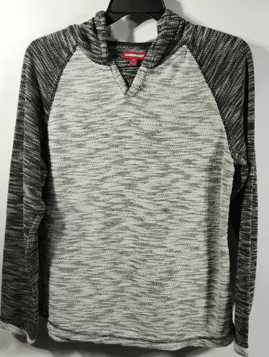 Unionbay Men's M Black Gray Sweater Pullover Hoodie Long Sleeve Lightweight - Thumbnail 5