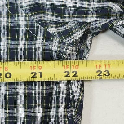 Lands End Mens Large 16 1/2 Dress Shirt Button Up Green Plaid Tailored Fit - Thumbnail 2