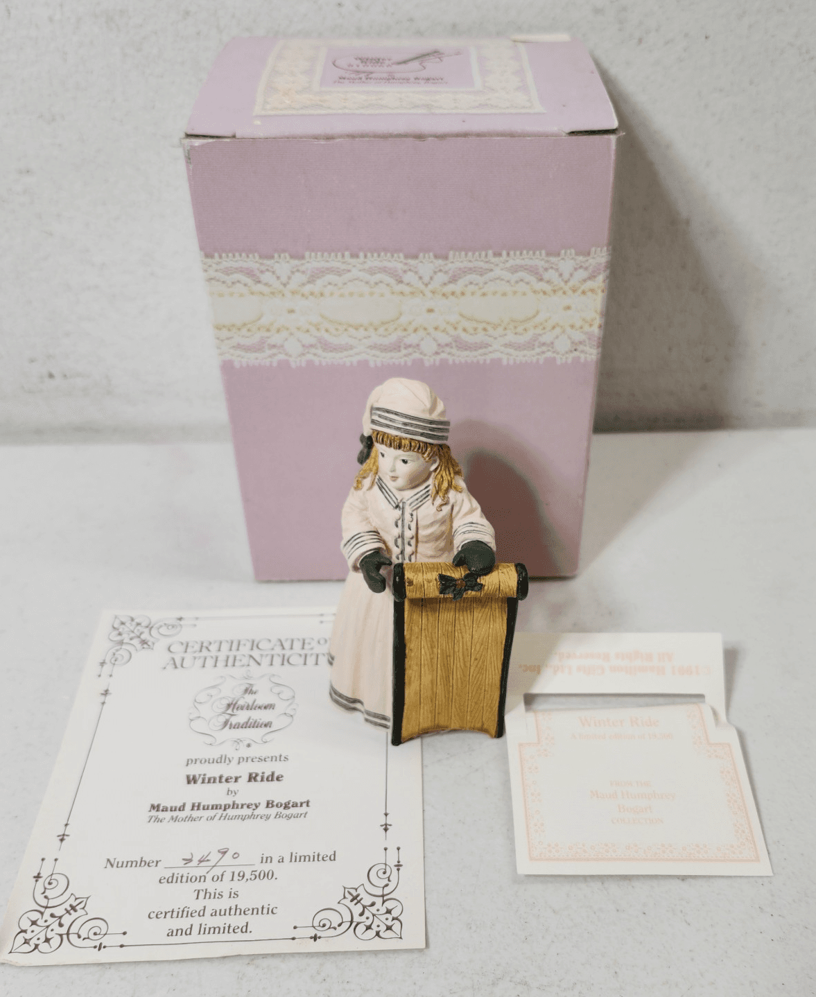 Maud Humphrey Bogart Hamilton Winter Ride Figurine 4" Home Decor - Thumbnail 2