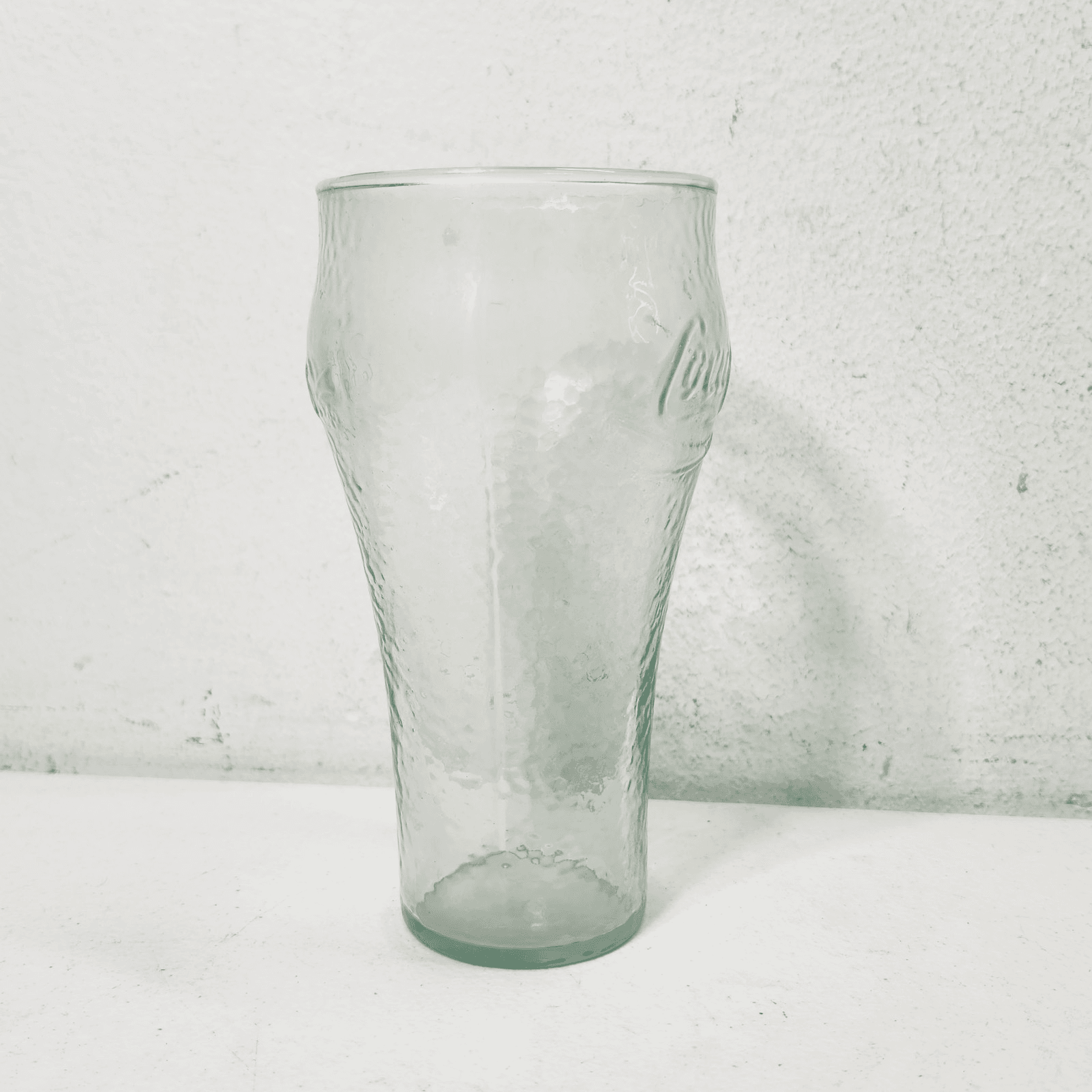 Coca Cola Green Glass Tumblers 6.25” Embossed Logo Vintage Style Cup - Thumbnail 3