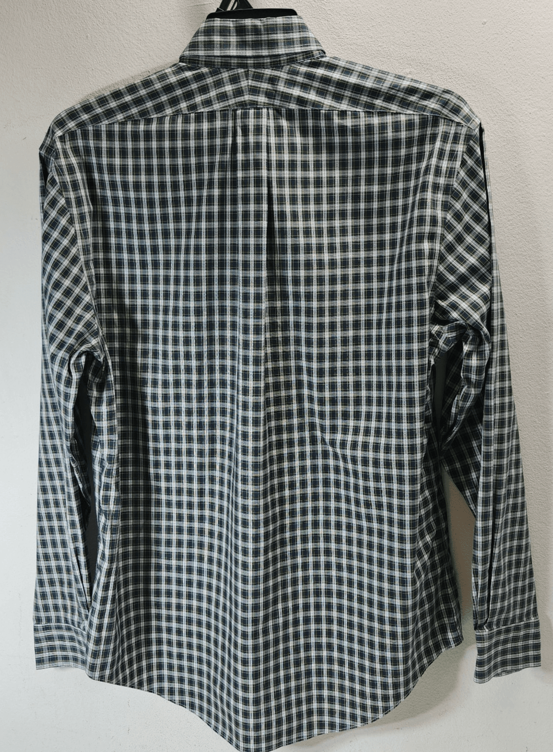 Lands End Mens Large 16 1/2 Dress Shirt Button Up Green Plaid Tailored Fit - Thumbnail 4