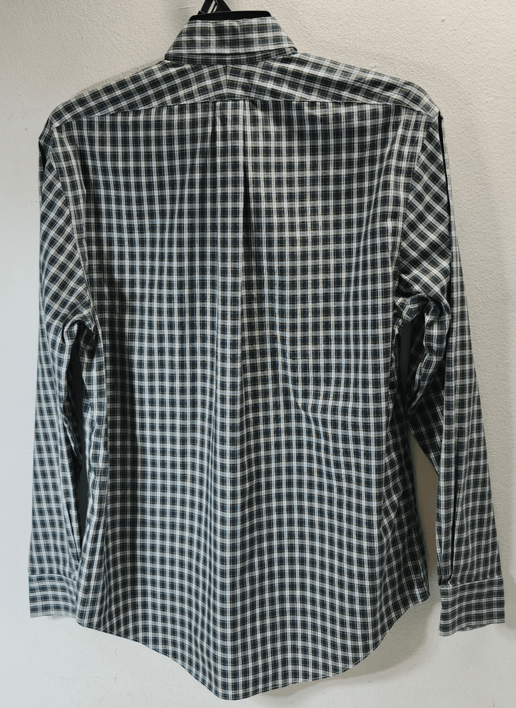 Lands End Mens Large 16 1/2 Dress Shirt Button Up Green Plaid Tailored Fit - Thumbnail 6