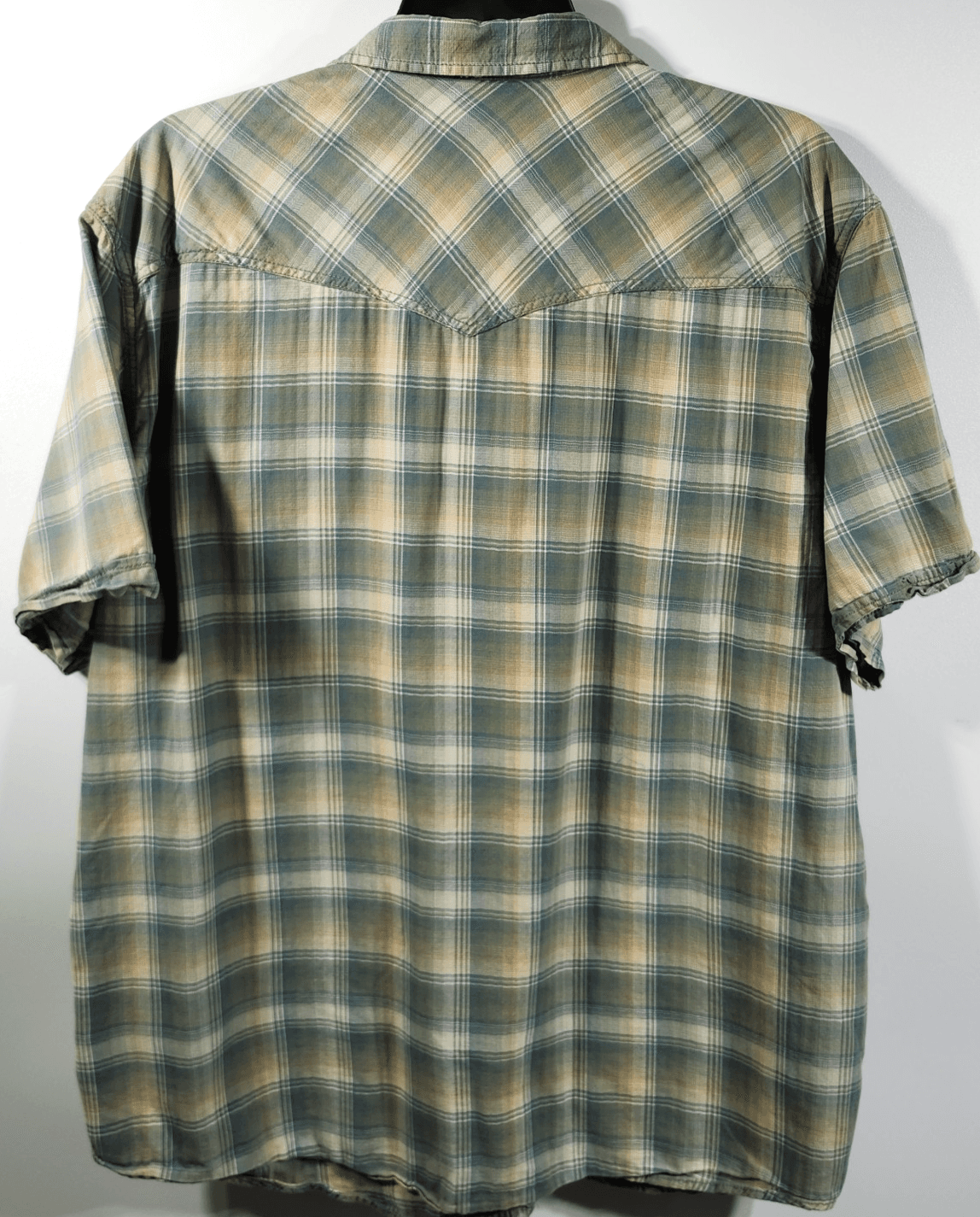 Outdoor Life Men's XXL Button Up Short Sleeve Plaid Shirt Green Yellow - Thumbnail 6