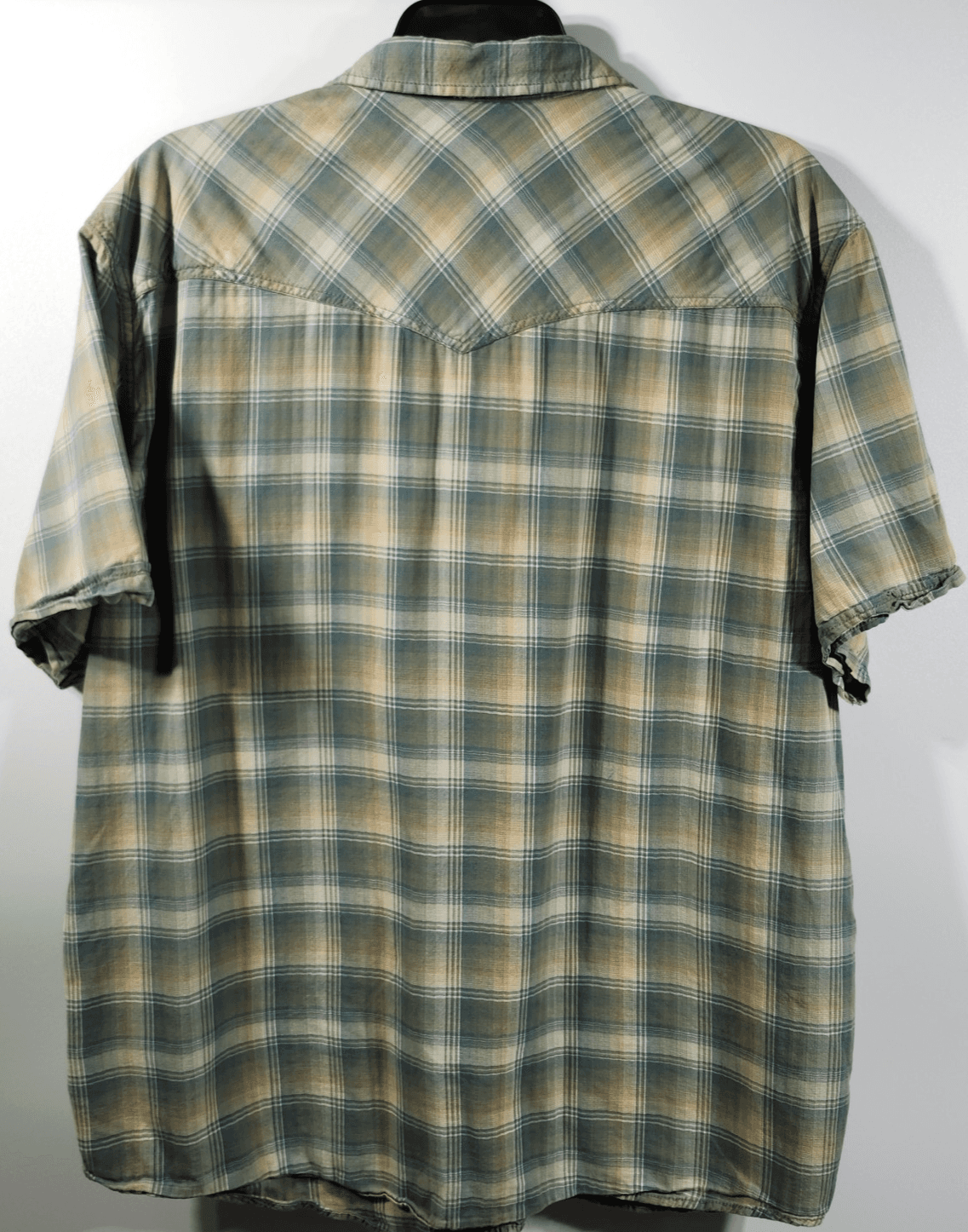 Outdoor Life Men's XXL Button Up Short Sleeve Plaid Shirt Green Yellow - Thumbnail 4