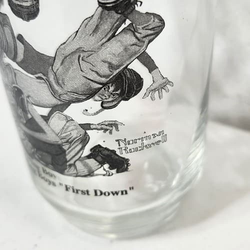 Vintage Norman Rockwell Tumbler Glassware “The Sporting Boys” First Down Cup - Thumbnail 4