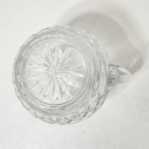 Heavy Prescut Clear Glass 5” Pitcher Diamond Pattern 16 oz Home Decor - Thumbnail 9