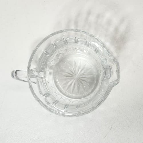 Heavy Prescut Clear Glass 5” Pitcher Diamond Pattern 16 oz Home Decor - Thumbnail 8