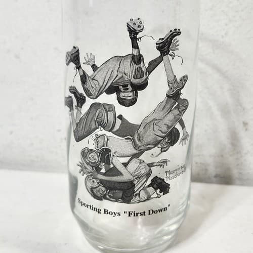 Vintage Norman Rockwell Tumbler Glassware “The Sporting Boys” First Down Cup - Thumbnail 3