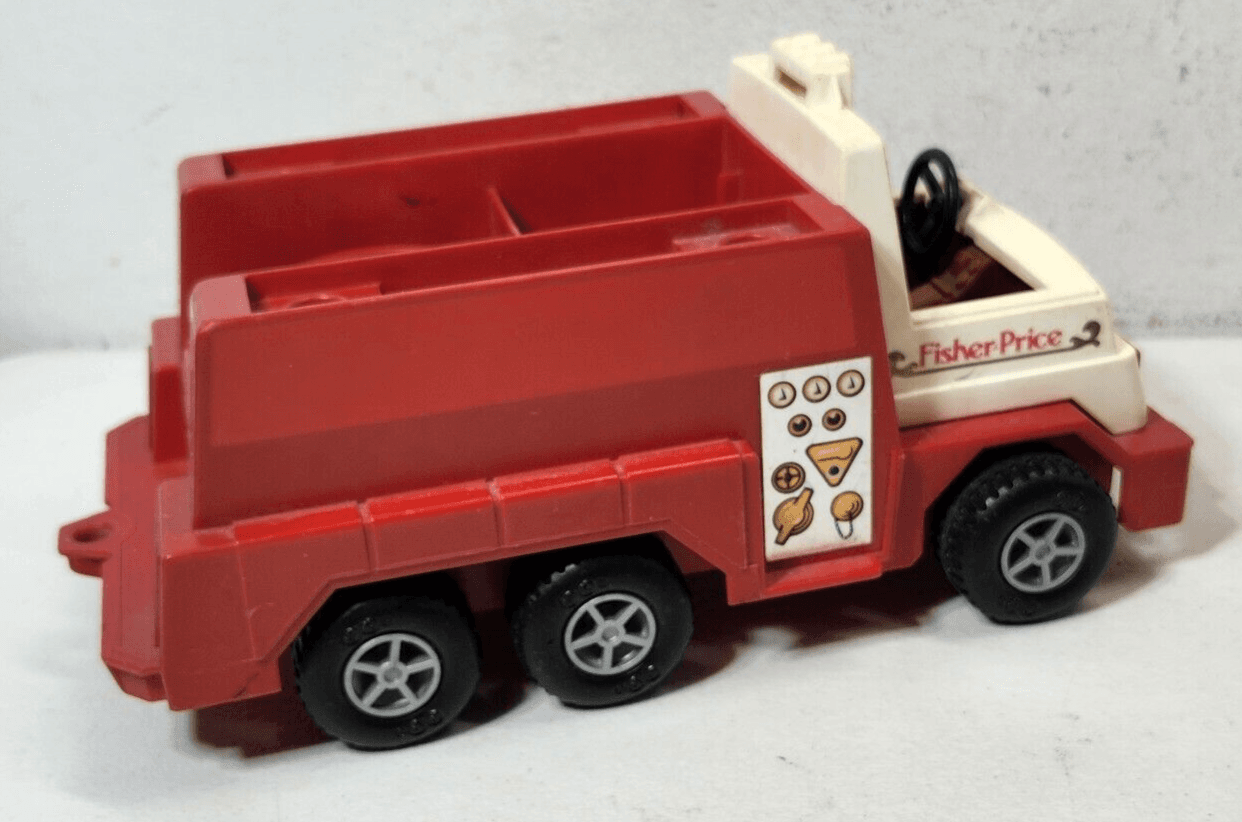 Vintage Fisher Price Husky Helpers Red Fire Truck Toy Vehicle - Thumbnail 8