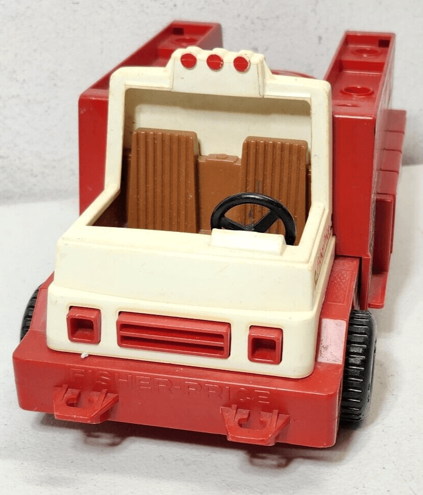 Vintage Fisher Price Husky Helpers Red Fire Truck Toy Vehicle - Thumbnail 4
