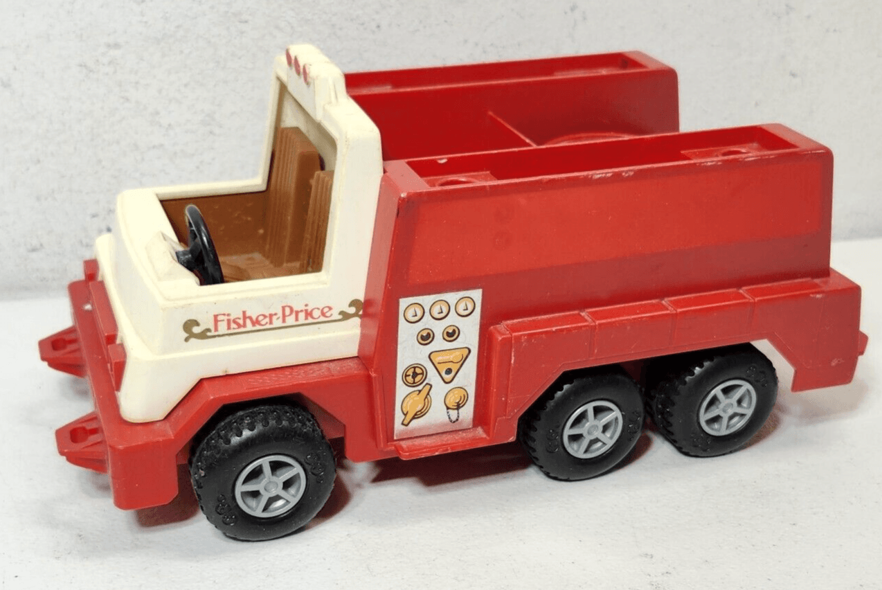 Vintage Fisher Price Husky Helpers Red Fire Truck Toy Vehicle - Thumbnail 2