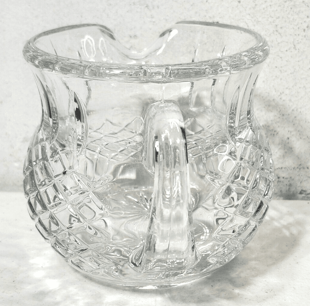 Heavy Prescut Clear Glass 5” Pitcher Diamond Pattern 16 oz Home Decor - Thumbnail 3