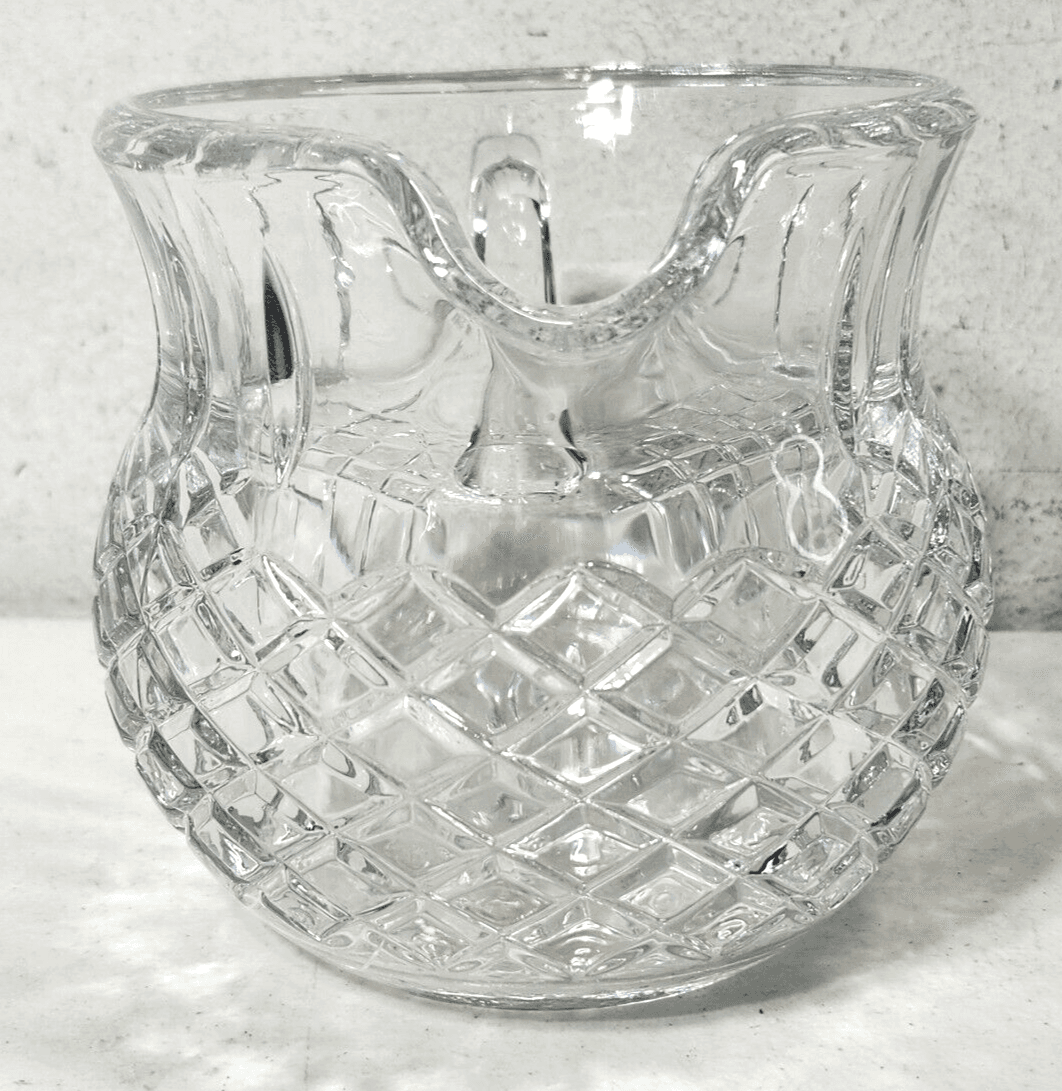 Heavy Prescut Clear Glass 5” Pitcher Diamond Pattern 16 oz Home Decor - Thumbnail 6