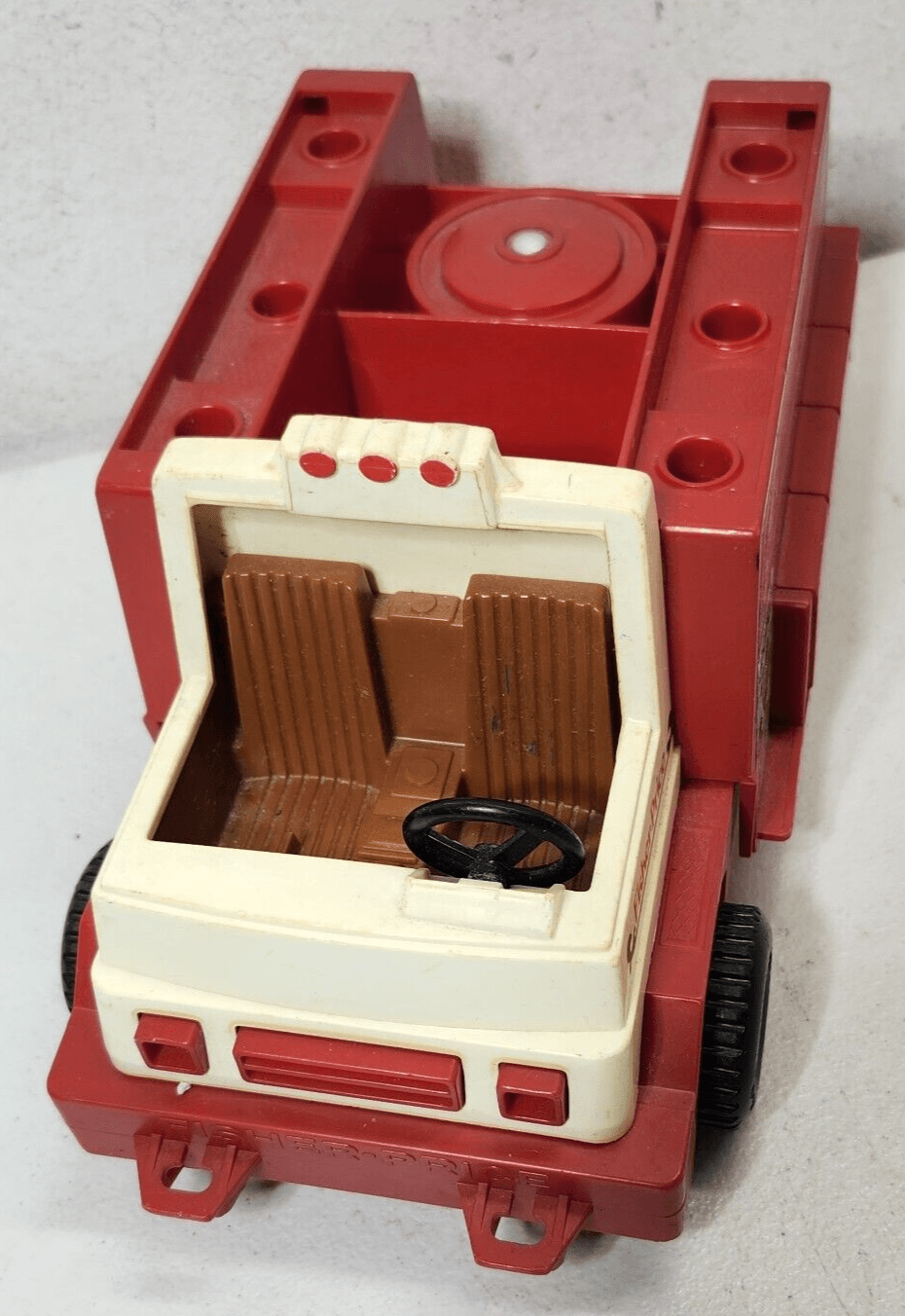 Vintage Fisher Price Husky Helpers Red Fire Truck Toy Vehicle - Thumbnail 5