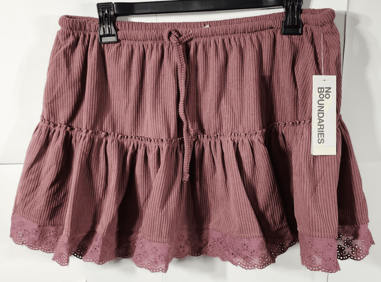 Women's Small No Boundaries Pink Corduroy Skirt Lace Bottom NEW - Thumbnail 5