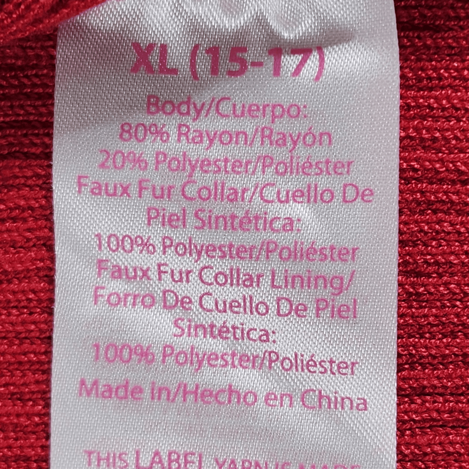 Women's No Boundaries XL Detachable Faux Fur Collar Cardigan Sweater Red NEW - Thumbnail 9