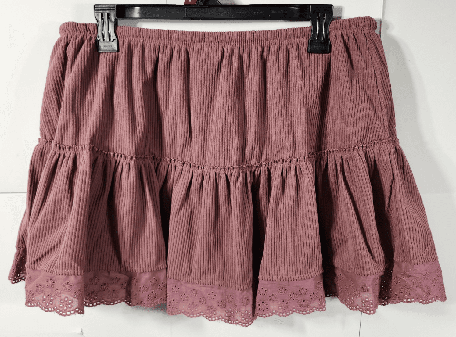 Women's Small No Boundaries Pink Corduroy Skirt Lace Bottom NEW - Thumbnail 6
