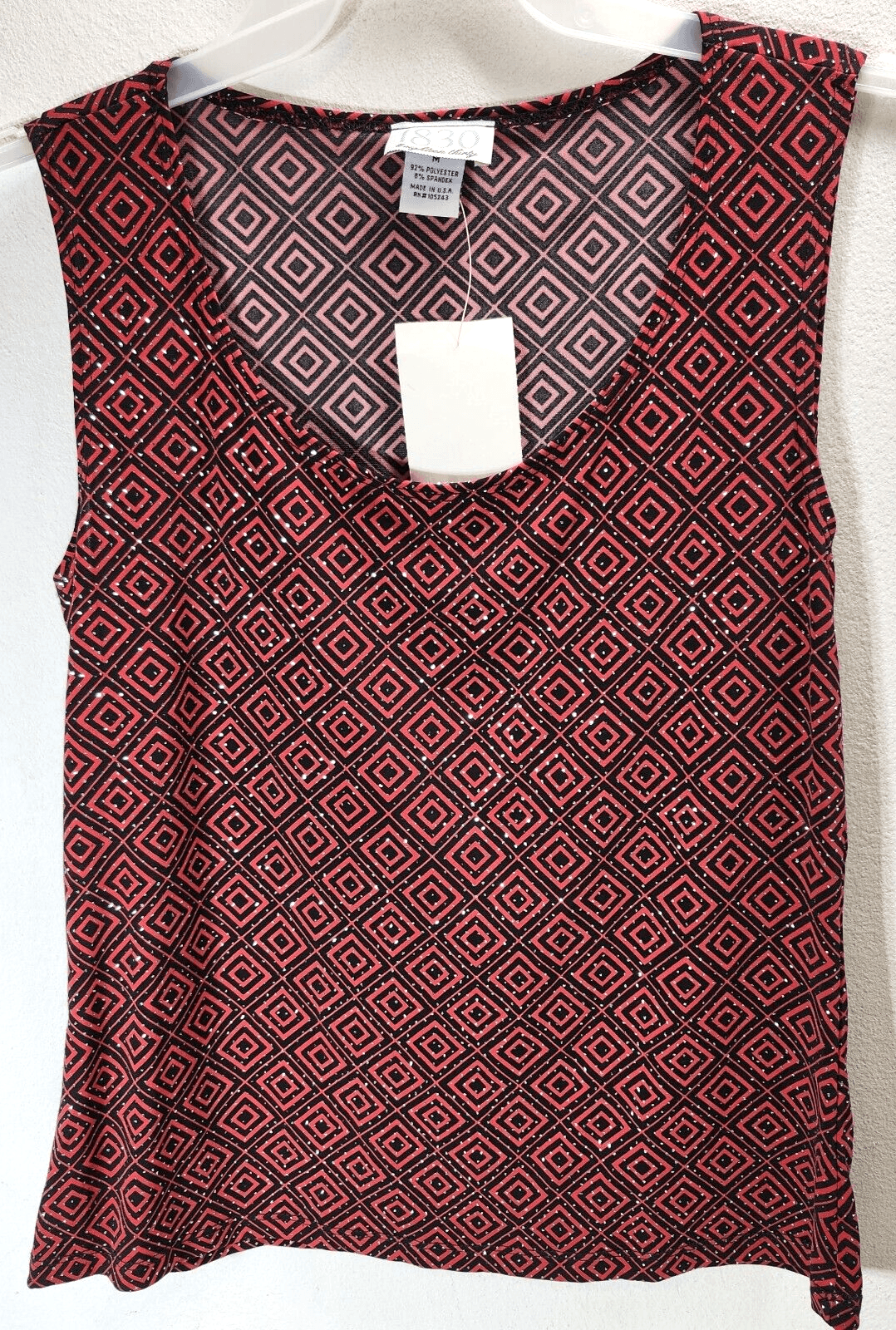 1830 Womens M Sparkle Sleeveless Blouse Shirt Red Eighteen Thirty NEW - Thumbnail 5