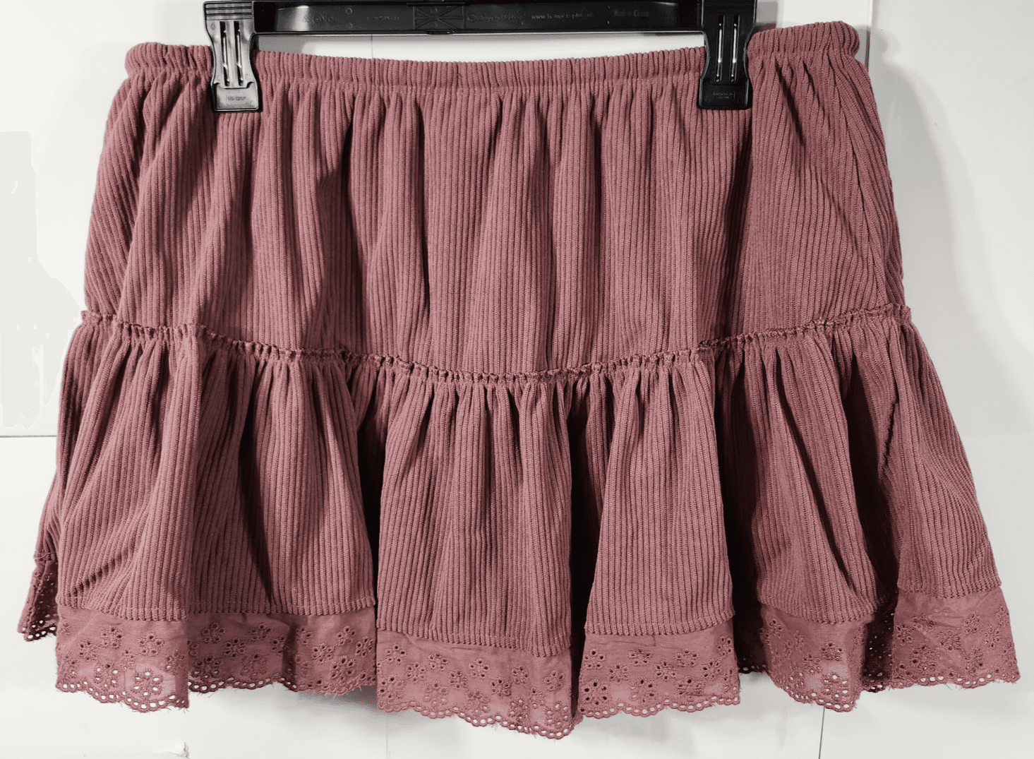 Women's Small No Boundaries Pink Corduroy Skirt Lace Bottom NEW - Thumbnail 4