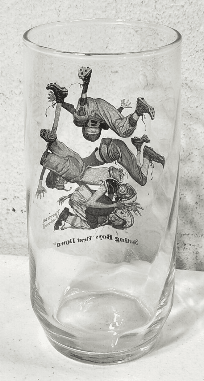 Vintage Norman Rockwell Tumbler Glassware “The Sporting Boys” First Down Cup - Thumbnail 5