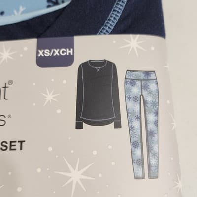 2-Piece ClimateRight by Cuddl Duds Women’s XS Base Layer Top Legging Blue - Thumbnail 2