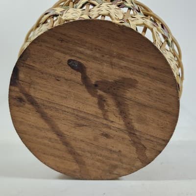 Wicker Vintage Easter Basket Handle Weaved Mexico Hand Woven Pink Green - Thumbnail 12
