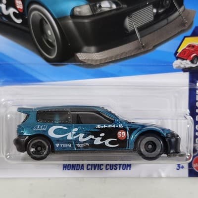 2026 Hot Wheels Honda Civic Custom Drag Racers Blue Car 1/64 Toy Vehicle NEW - Thumbnail 2